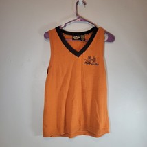 Harley Davidson Sweater Vest Womens XL Sweatshirt Orange Embroidered Sle... - $15.96