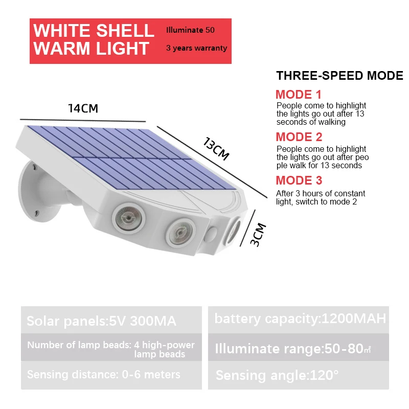 Solar Motion Sensor Light-LED Spotlight Security Solar Lights,Wireless Solar Flo - £164.70 GBP