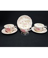 Johnson Brothers Rose Chintz Made in England 3 Flat Cups &amp; Saucers DSN I... - €43,92 EUR