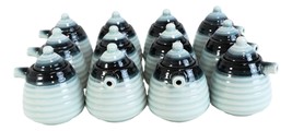 Pack of 12 Ocean Blue Ceramic Soy Ponzu Sauce Vinegar Or Oil Dispensers With Lid - $53.99