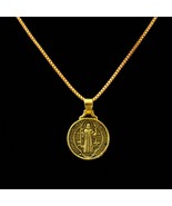 ST. BENEDICT NECKLACE 24&quot; Chain Catholic Saint Protection Medal Charm Go... - £6.31 GBP