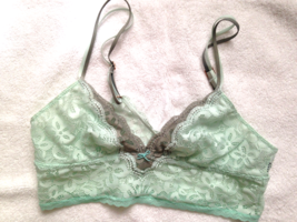 NEW! Aerie Women&#39;s Lace Seafoam Green Aqua Wireless Bralette Sexy Little... - £18.92 GBP