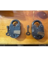 RARE 2 Antique Cast Iron Locks with Keys 1895 Police Jail In Az - $248.87