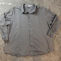 Synrgy Men&#39;s Shirt 4XLT Button Down Long Sleeve Shirt Black Gray Checkered - $26.59 CAD