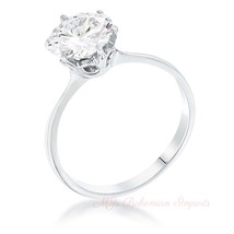 2 Carat Single Stone CZ Rhodium Classic Solitaire Ring - £14.08 GBP+