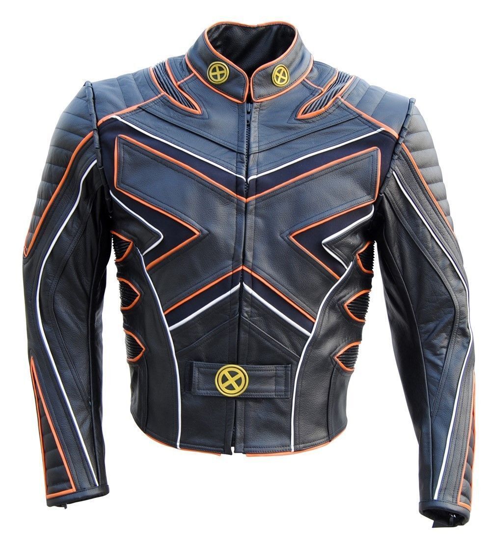 Customized Handmade Men's X-Men Black & Orange Fashion Wolverine Leather Jacket