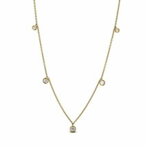 0.90CT Round Moissanite Solitaire Drop Choker Station Necklace Yellow 925 Silver - $46.74