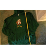 GRUMPY HOODED FLEECE PULLOVER SWEATSHIRT - GREEN -LARGE - NEW - $42.49