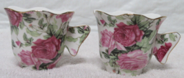 2 Butterfly Handle Demitasse Teacups Pink Roses Made by Elegance - £15.26 GBP