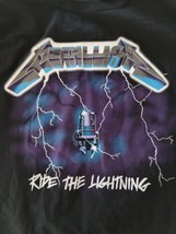 Metallica Men&#39;s T-shirt L Ride the Lightning Modern Black Graphic Large - £12.38 GBP