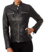 Women Leather Jacket Slim fit Biker Motorcycle Genuine Lambskin Jacket WJ090 - £94.50 GBP