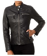 Women Leather Jacket Slim fit Biker Motorcycle Genuine Lambskin Jacket W... - $161.21 CAD