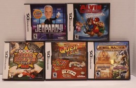 Nintendo DS Games Lot of 5 Jeopardy-Jewel Master-Quest Trio-Texas Hold Em-Alvin - £13.50 GBP