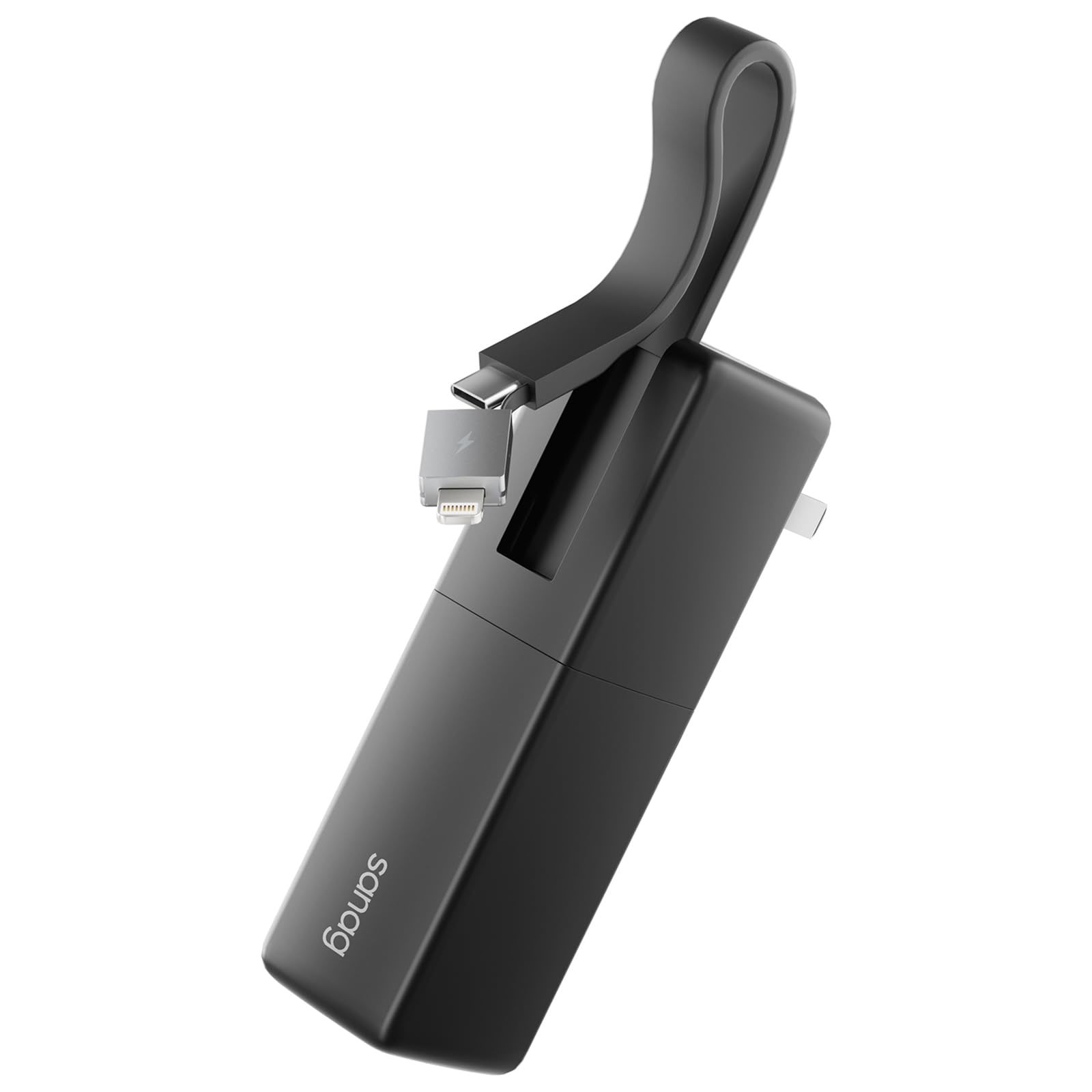 Sanag 3-in-1 Small Portable Charger Power Bank 5,000mAh with Built-in USB C Cab