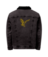 A landing eagle - Unisex Sherpa Denim Jacket (black denim) - £76.01 GBP+