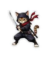 Ninja Cat Sticker Vinyl Decal Waterproof Cat Lover Kung Fu Feline - $4.50+