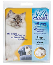 Soft Claws Nail Caps for Cats Clear Large - 40 count Soft Claws Nail Caps for Ca - £20.05 GBP