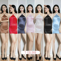 Women&#39;s Silky Shiny Bodycon Mini Dress Backless Evening Party Cocktail Lingerie - £6.74 GBP