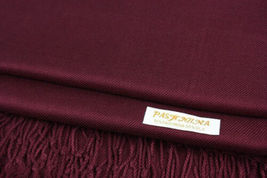 Burgundy Pashmina Womens Solid 78x28 Silky Shawl Wrap Wool Feel Blend Scarf - £14.19 GBP