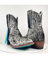 NEW Lane PLAIN JANE Hair on Hide Cowboy Boots 7.5 Black Cowhide Western ... - $232.65