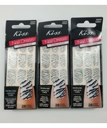 3 x KISS Dress 28 Nail Polish Strips 56699 KDS01 Zebra Black Silver Whit... - $8.99