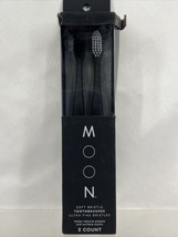 Moon Soft Bristle Toothbrushes Ultra Fine Tapered Bristles 2 Count Lightweight - £4.74 GBP