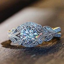 Vintage Antik 1.5CT Künstlicher Diamant Kunst Deko Hochzeit Ring Sterlingsilber - £235.28 GBP