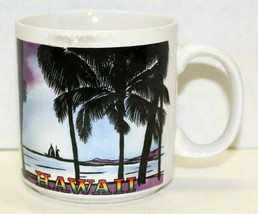 Vintage Sanyei Hawaii Corp Honolulu Palm Tree Beach Souvenir Coffee Mug ... - £8.62 GBP