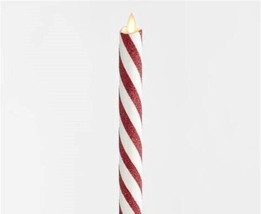 NIB POTTERY BARN Flameless Taper Candle Moving Wick Wax CANDY STRIPE 8&quot; ... - £22.93 GBP