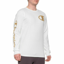 Nwt Champion Msrp $52.99 Men&#39;s White Jersey Crew Neck Long Sleeve T-SHIRT Size L - £18.07 GBP