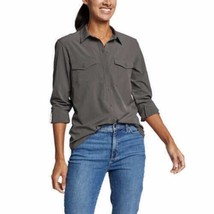 Eddie Bauer Womens Button Up Top Size XX-Large Color Gray - £29.04 GBP