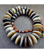 RARISSIMA COLLEZIONE ANTICA PIETRA AGATA DZI DISCO Himalaya Beads Collan... - $10,991.09 MXN