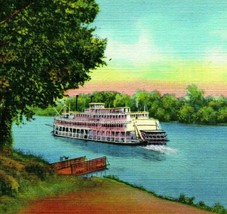 Excursion Steamer Mississippi River New Orleans Louisiana LA Linen Postcard S19 - £3.07 GBP