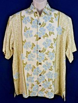 Tommy Bahama Hawaiian Aloha Camp Shirt Size Medium Paisley &amp; Hibiscus Fl... - £27.18 GBP