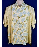 Tommy Bahama Hawaiian Aloha Camp Shirt Size Medium Paisley &amp; Hibiscus Fl... - £27.20 GBP