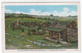 Log Cabins Wyalusing Rocks Pennsylvania 1936 postcard - £5.12 GBP