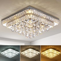 33.5&quot; Bright Led-Chandelier Flush Mount With Remote Control, Warm/Natural/White, - £235.11 GBP