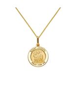 Genuine 14k Yellow Gold 0.59" Saint Joseph Round Medallion Necklace 16" ... - $489.00+