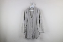 Vintage 90s Lagenlook Womens Medium Distressed Oversized Button Tunic Shirt - £32.28 GBP