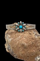 Early Bell Fred Harvey Era Southwest Nickel Silver Turquoise Cuff Bracelet 6.75 - $149.99