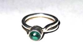 Vintage Malachite Ring Size 6 1/2 Sterling Silver - £11.75 GBP