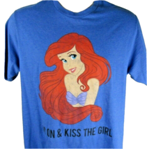 Vintage Disney Little Mermaid T-Shirt Size Medium  Blue Ariel  Kiss The Girl - £23.16 GBP