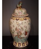 Vintage Hand Painted Floral Chinese Porcelain 32&quot; Temple Jar E761 - £384.47 GBP