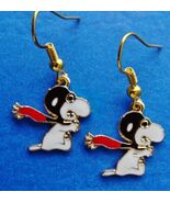 New Super Cute Snoopy Red Baron Flying Enamel Earrings - $10.00