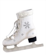 Figure Ice Skate Planter With Silver Snowflake Accents Faux Fur Cuff Wal... - £38.83 GBP