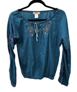 Moon Collection Medium Teal Silk Peasant Bohemian Cottagecore Embroidere... - $490.07 MXN