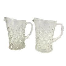 Set of 2 VTG Pineapple Etched Pattern Creamer Early American Ribbed Handle - £12.94 GBP