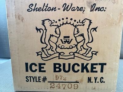 Vintage MCM Shelton-Ware Ice Bucket Faux Wood Gold Brass Sculptural Barware 9” Item image 4
