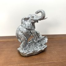 Vintage Handcrafted Resin Silver Tone &quot;Aluminum&quot; Elephant Figurine Sculp... - $19.95