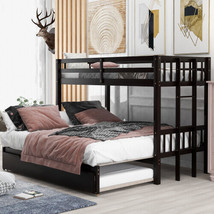Twin Over Pull-Out Bunk Bed With Trundle, Espresso - £414.14 GBP